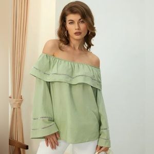 Plain Loose Cold Shoulder Vacation Shirt